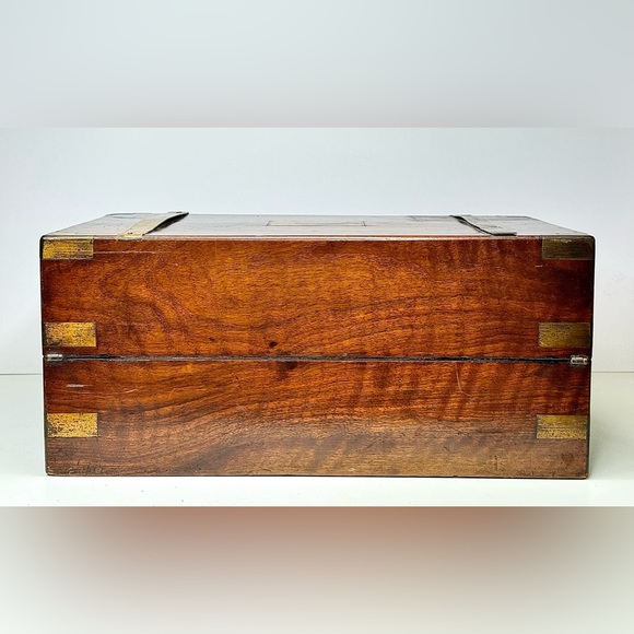 Georgian Campaign Lap Desk - 7” H x 15.5” W x 9.5” D - Picture 4 of 9